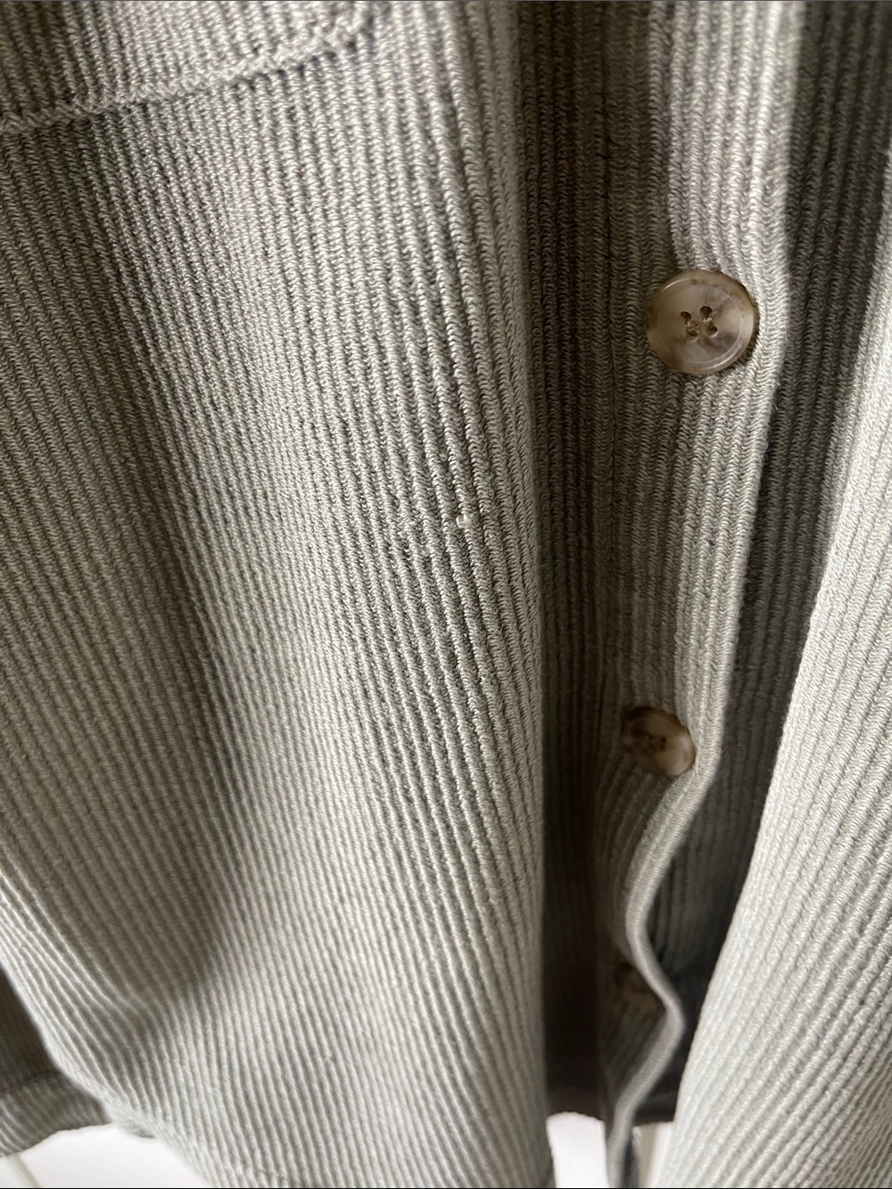 Ribbed Button-Front Women’s Shirt Jacket - green/Gray - Picture 3 of 5